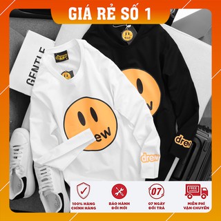 Áo phông dài tay in hình mặt cười DREW chất liệu cotton 100% có 2 màu áo đen và trắng