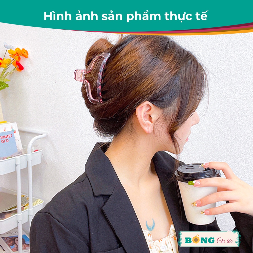 Kẹp càng cua màu clear phong cách Hàn Quốc chất liệu nhựa acrylic KN90 - kẹp tóc BÔNG Cài Tóc
