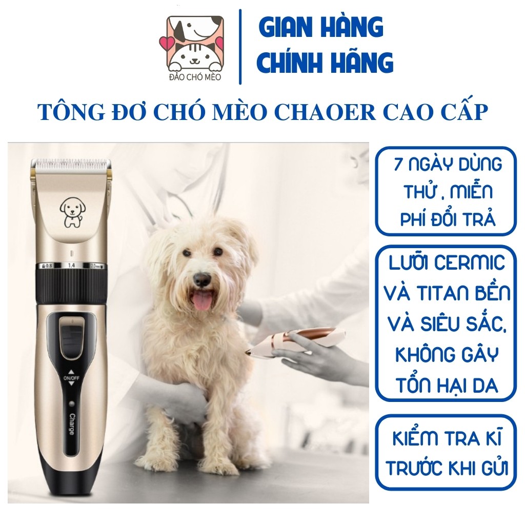 Tông đơ chó mèo Chaoer - Full phụ kiện, tông đơ tỉa lông thú cưng nhập khẩu cao cấp - Hàng Chuẩn - Đảo Chó Mèo