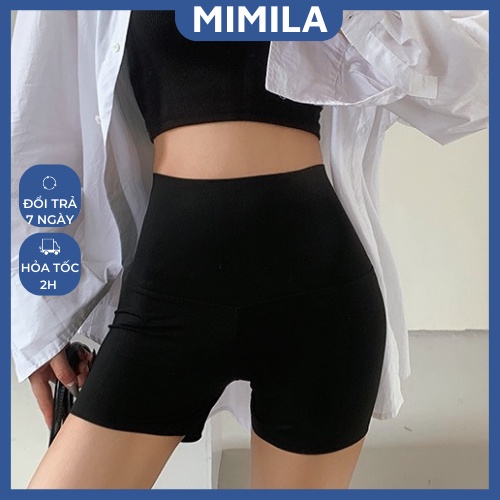 Quần Đùi Biker Short Nữ MIMILA Quần Cạp Cao Nâng Mông Vải Co Giãn Năng Động Cá Tính - MQ002