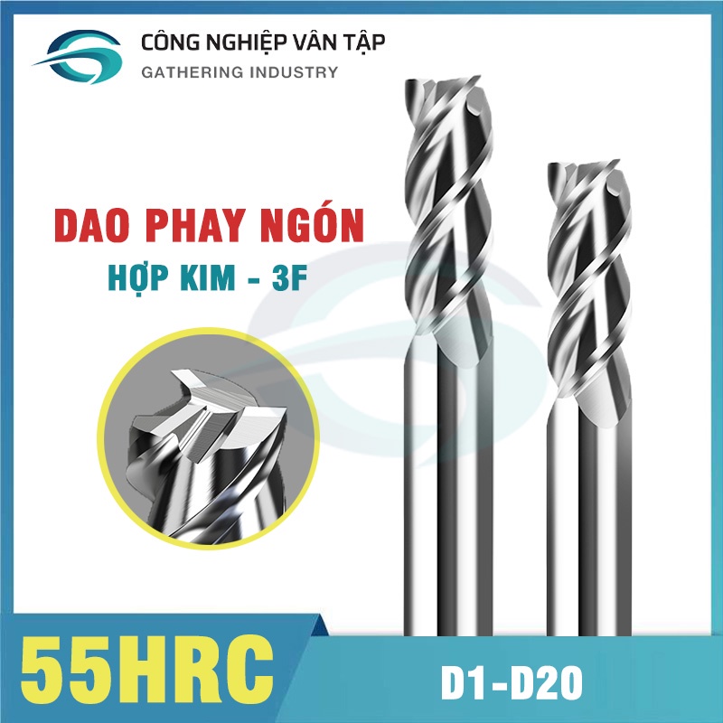 Dao phay ngón gia công nhôm 3 lưỡi độ cứng 55HRC