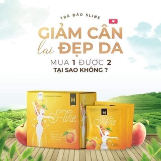Trà đào sline , giảm mỡ và cân nặng nhanh cấp tốc sline hộp 15 gói chính hãng vị đào dễ uống hiệu quả ngay khi sử dụng