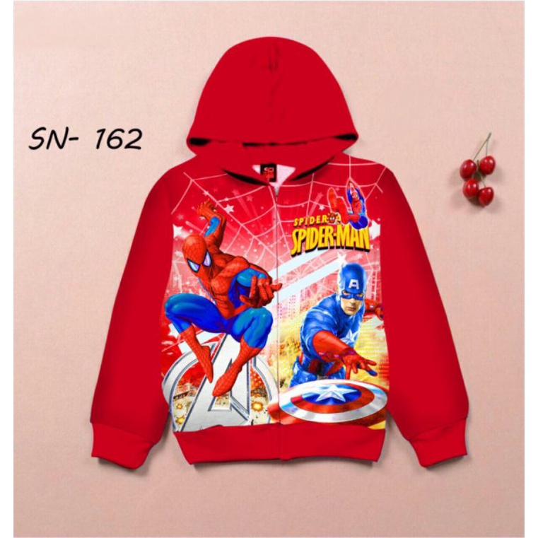 Áo khoác chống nắng bé trai siêu nhân người nhện biệt đội siêu anh hùng siêu nhân người nhện size nhí đại
