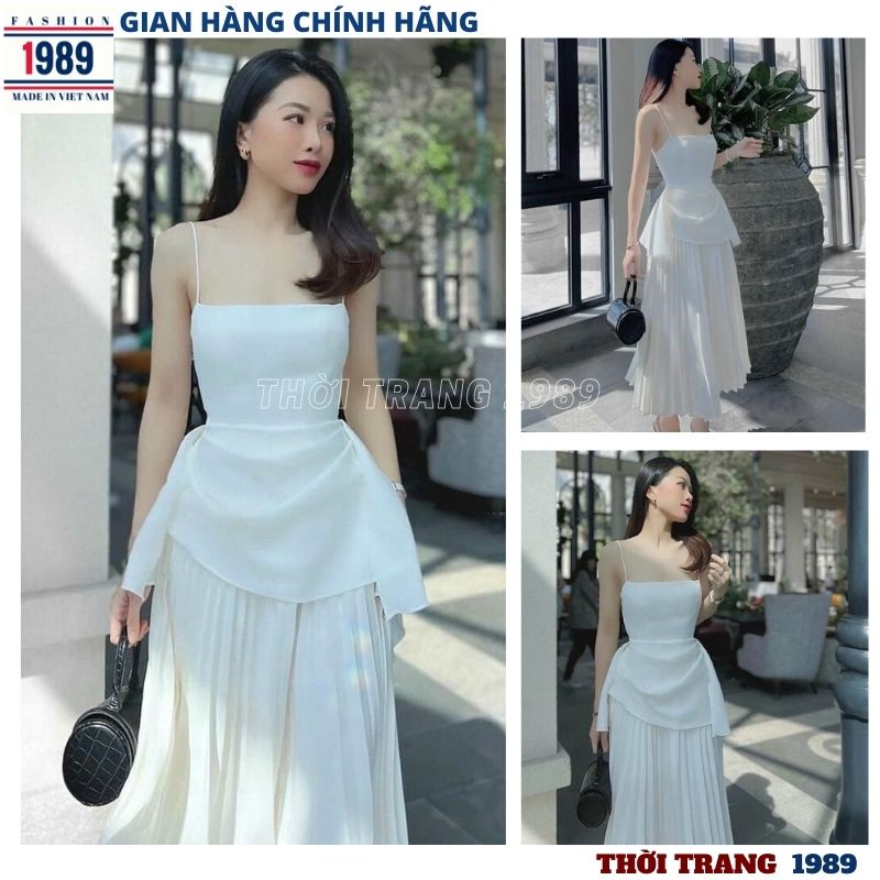 Váy thiết kế 2 dây xèo bồng 2 lớp kiểu dáng hàn quốc cực sang chảnh đầm dự tiệc tiểu thư ulzzang cực xinh -PHƯƠNG 1989