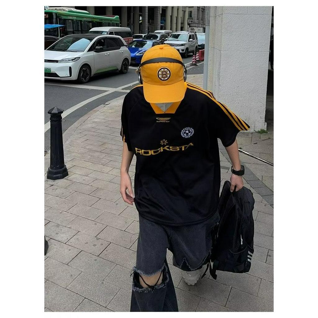 Áo Thun Ngắn Tay Dáng Rộng Thêu Họa Tiết Cá Tính Theo Phong Cách Đường Phố Dành Cho