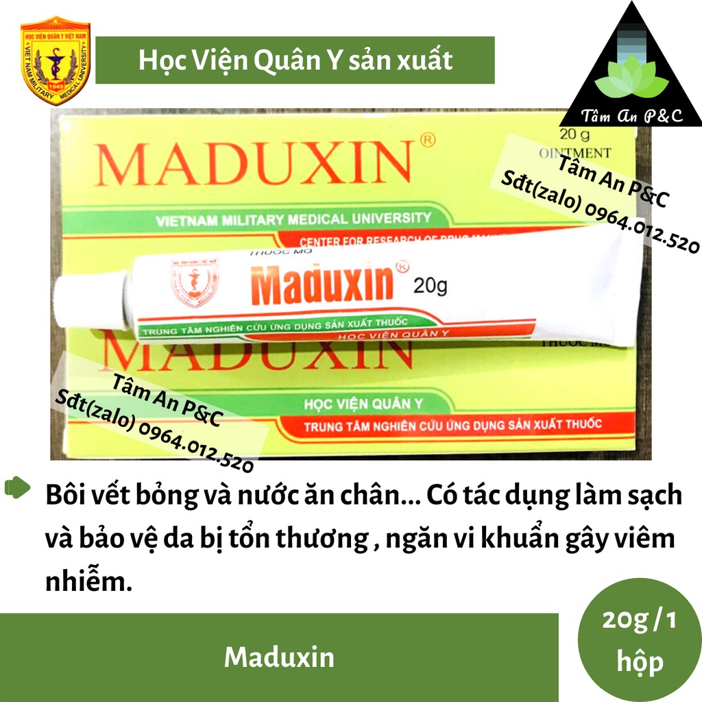 Kem mỡ Maduxin Học Viện Quân Y dùng bôi vết bỏng, nước ăn chân,ngăn ngừa viêm nhiễm vết thương hở- CHÍNH HÃNG HVQY