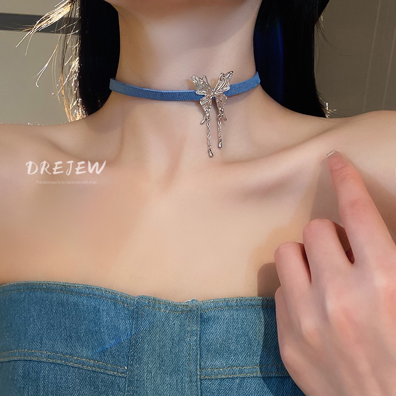 Drejew Dây Chuyền Da Mặt Hình Bướm Phong Cách Âu Mỹ Thời Trang Cho Nữ