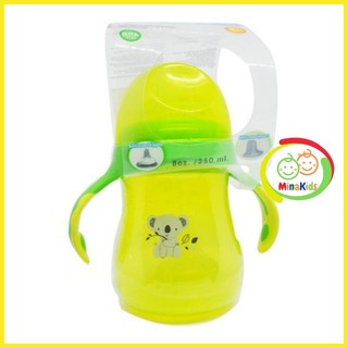 Cốc Tập Uống Nước Cho Bé 2 Giai Đoạn Chống Tràn Núm Silicon 250ml Hàng Thái Lan Minakids 55406