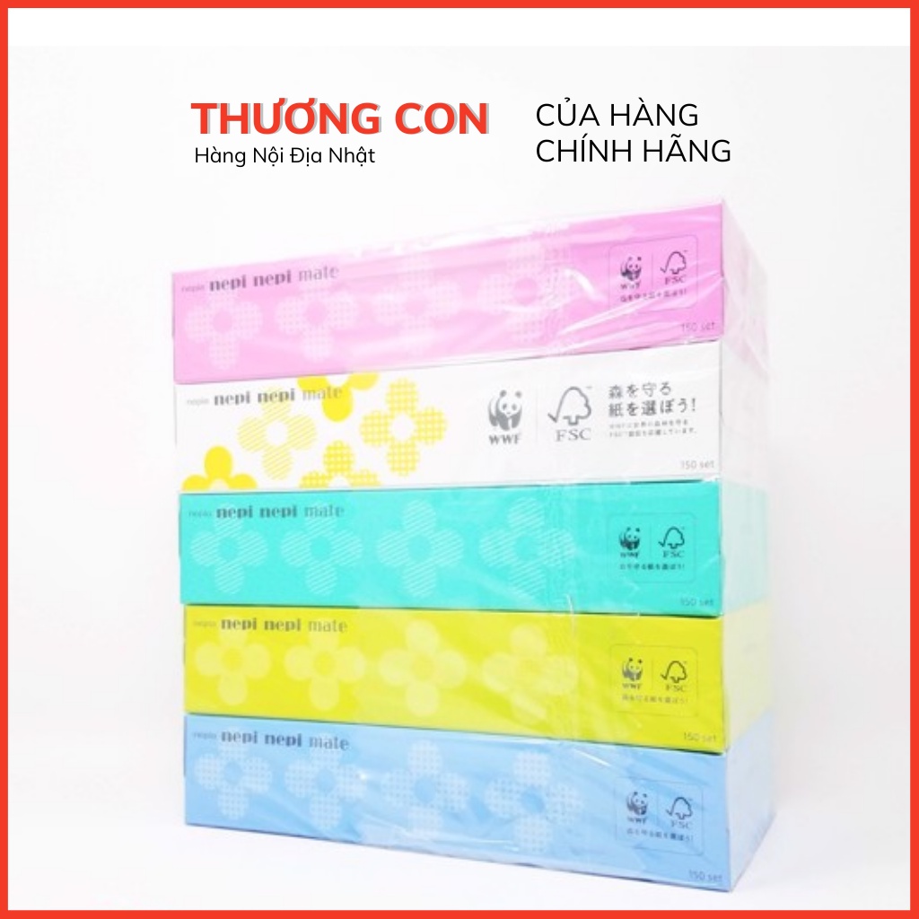 5 Hộp Giấy Ăn Nepia Nhật Hình Hoa 2 Lớp (150 Tờ/Hộp)