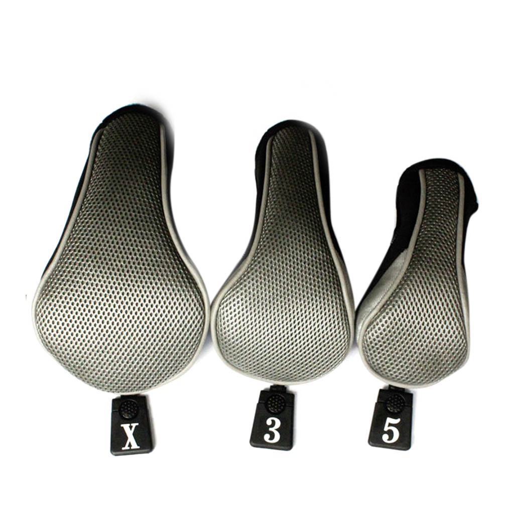 [GLOBAL] 3Pcs Club Heads Cover Soft Wood Golf Club Driver Headcovers Golf Head Covers Protect Set