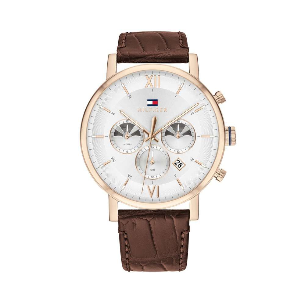 Đồng hồ Tommy 1710394 Nam Chronograph Lịch Ngày Dây Da 44mm