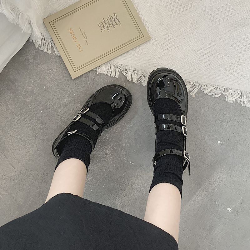 Giày Búp bê nữ sinh JK Nhật Bản quai cài đế cao dày đẹp 6cm