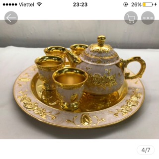 Bộ ấm chén hợp kim mạ vàng