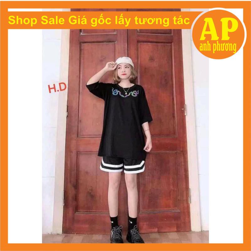 sét đồ nữ áo phản quang Rắn + quần đùi V, form thụng tay lỡ unisex giá rẻ