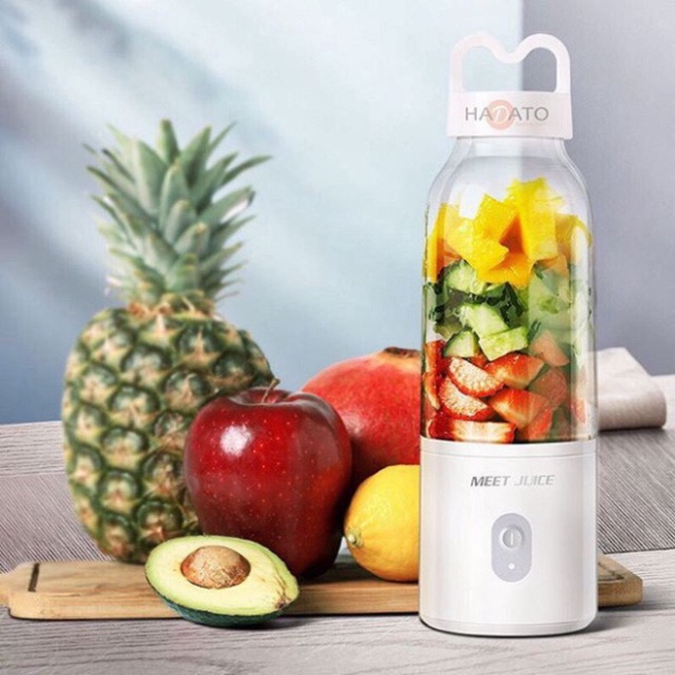 Máy Xay Sinh Tố, Máy Xay Hoa Quả Mini Cầm Tay Meet Juice 500ml Cao Cấp, Cực Mạnh và An Toàn BH6 Tháng