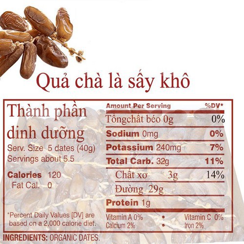 Chà Là khô nguyên cành ISRAEL- HỘP 500G- DATE MỚI