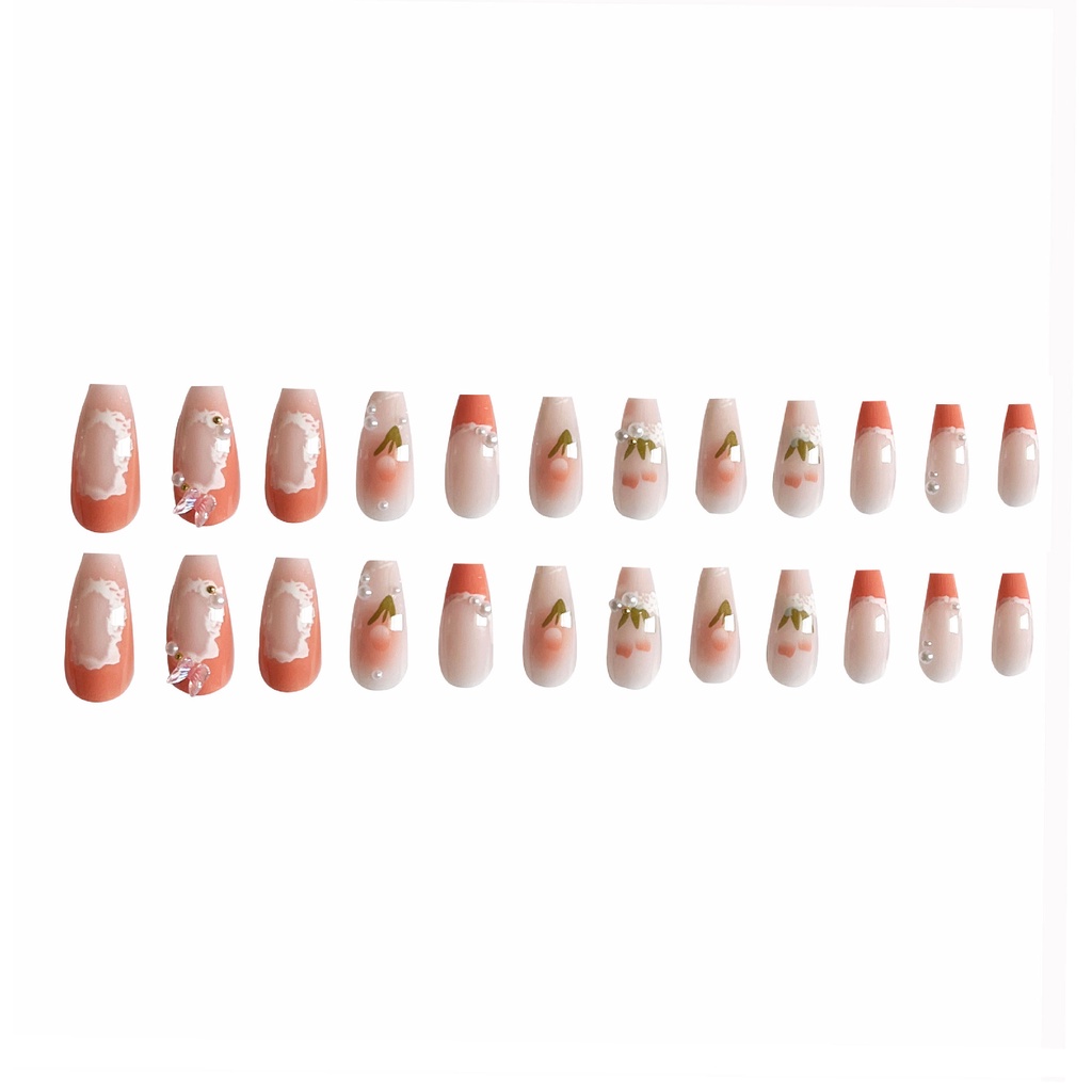 Miếng Dán Trang Trí Móng Tay Hình Hoa Tulip Đính Ngọc Trai Xinh Xắn