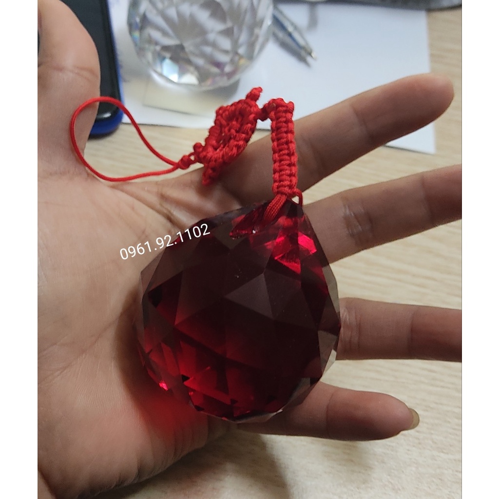 Quả cầu Treo thủy tinh  vát cạnh phong thủy sai 5cm các màu