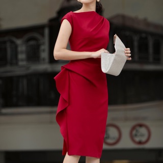 JANGMI - V441 VÁY RÚM VAI BÈO SƯỜN PHẢI