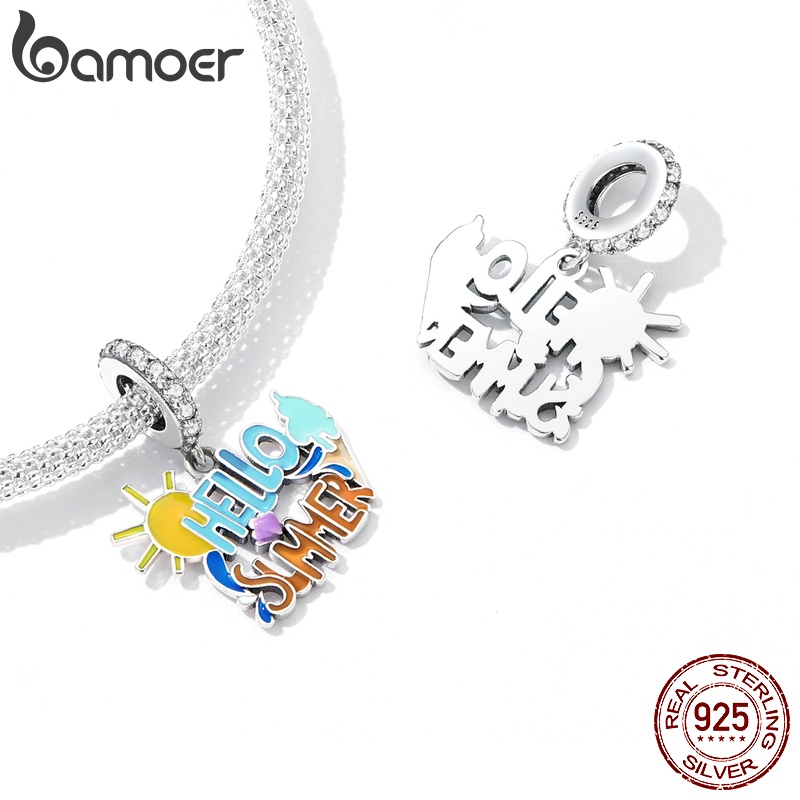 Mặt phụ kiện BAMOER SCC2222 bằng bạc 925 hình chữ Hello