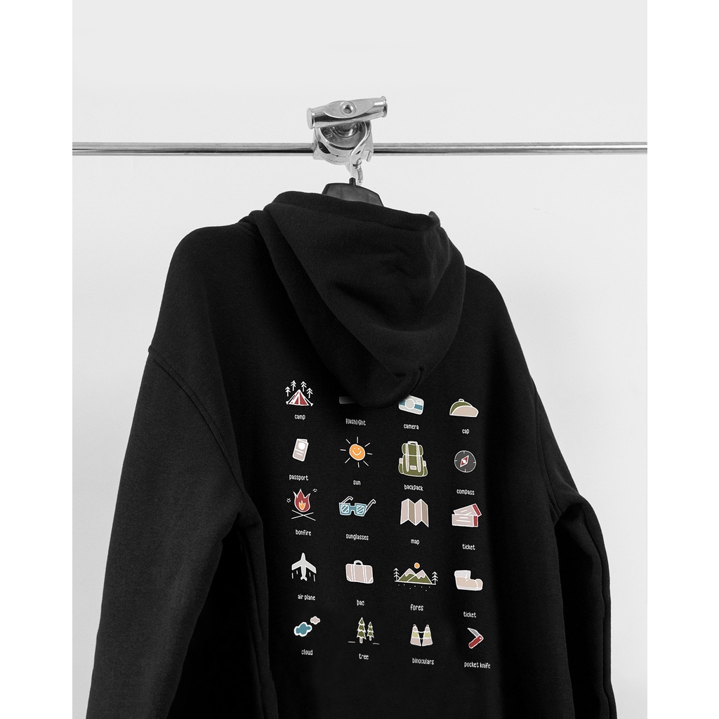 Áo Hoodie Unisex Icon Camp Nỉ Bông Greend Basic Design 2021 HD46