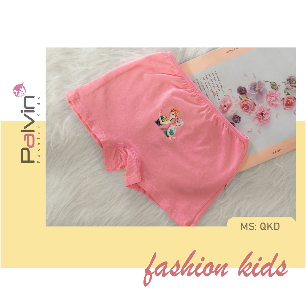 Quần chip bé gái PALVIN, dáng đùi, cotton co giãn 4 chiều, hình in công chúa elsa, ngựa pony - QKD