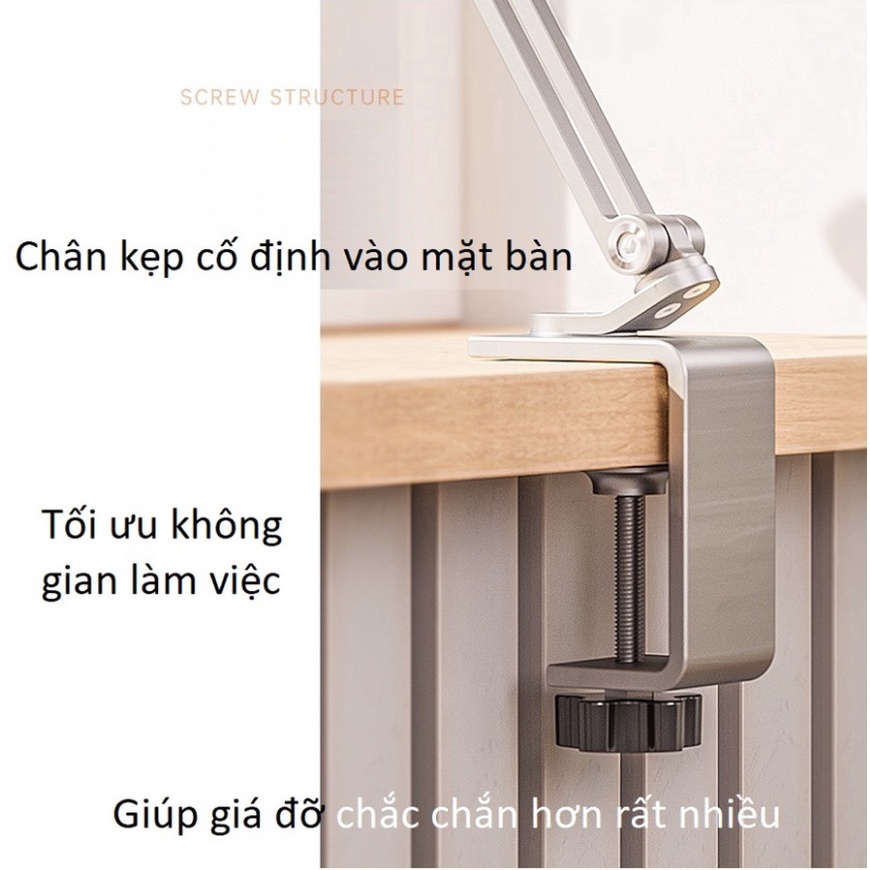 P60 PLUS Arm nâng, tay nâng máy tính bảng kẹp cố định vào bàn kiêm giá đỡ kẹp giữ iPad, iPhone, Kindle