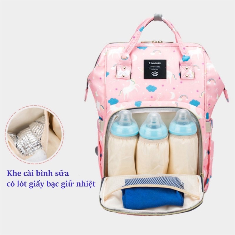 Balo bỉm sữa Hàn Quốc chống thấm Beikou/ Beibeimao/ Travelling tặng thẻ Tên