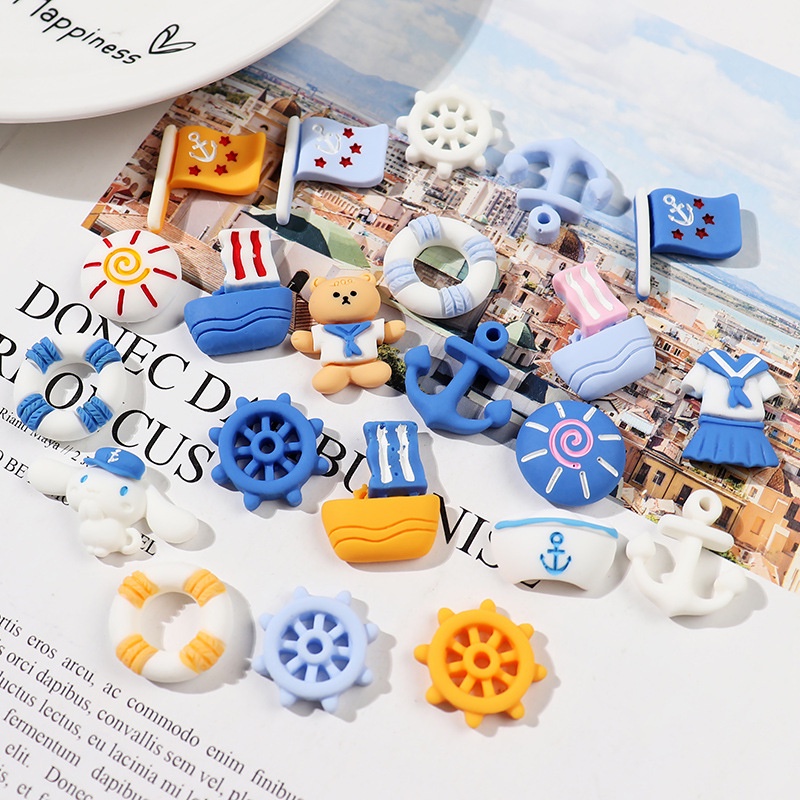 Dòng hải quân Resin phụ kiện dép Crocs charm DIY khóa giày crocs jibbitz Nhựa trang sức Phụ kiện trang trí giày crocs nút trang trí điện thoại di động Nắp đậy / Khung ảnh / Cốc nước / Túi Nguyên liệu làm phụ kiện handmade sáng tạo