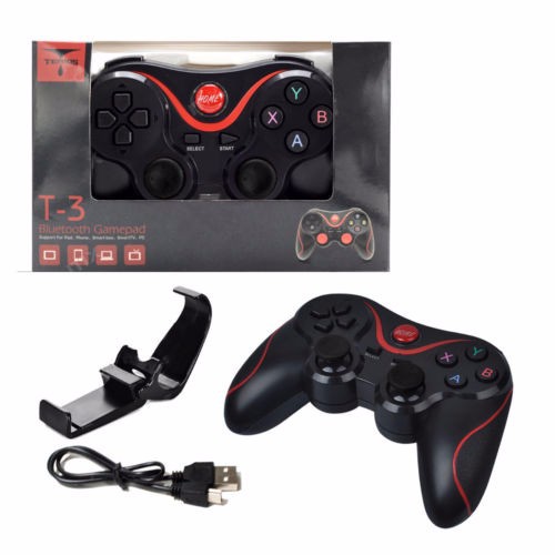 Tay cầm chơi game Bluetooth Terios X3 tặng giá đỡ điện thoại + dây sạc