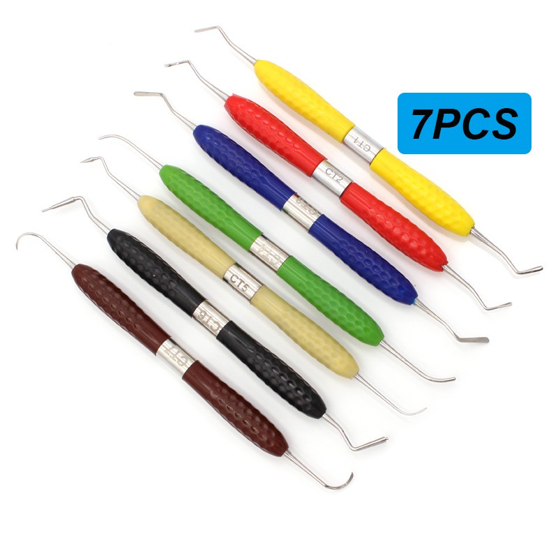Bộ 7 Dụng Cụ Nha Khoa Bằng Nhựa Với Tay Cầm Silicone Tiện Dụng
