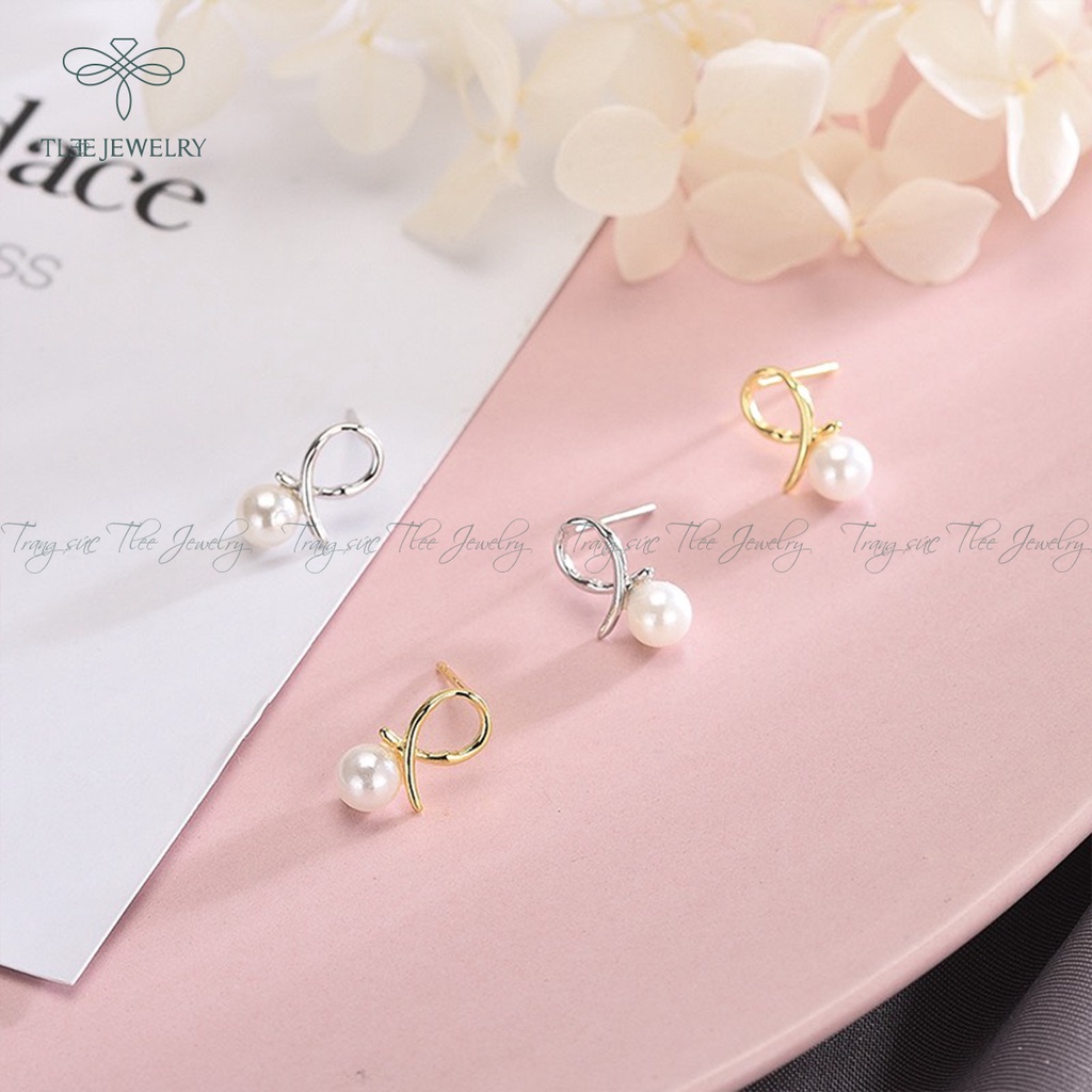 Khuyên tai bạc nữ TLEE Laura gắn trai nhân tạo cao cấp NCJ B0118
