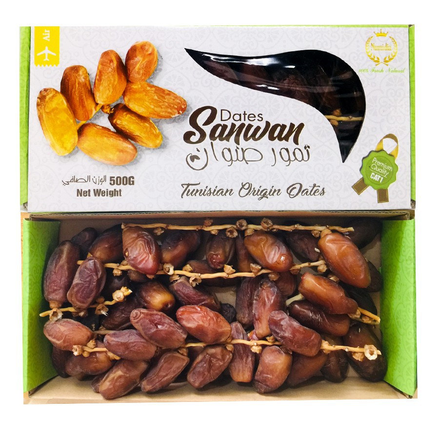 Chà Là Nguyên Cành Sấy Dẻo Dates Sanwan Tunisia 500gr