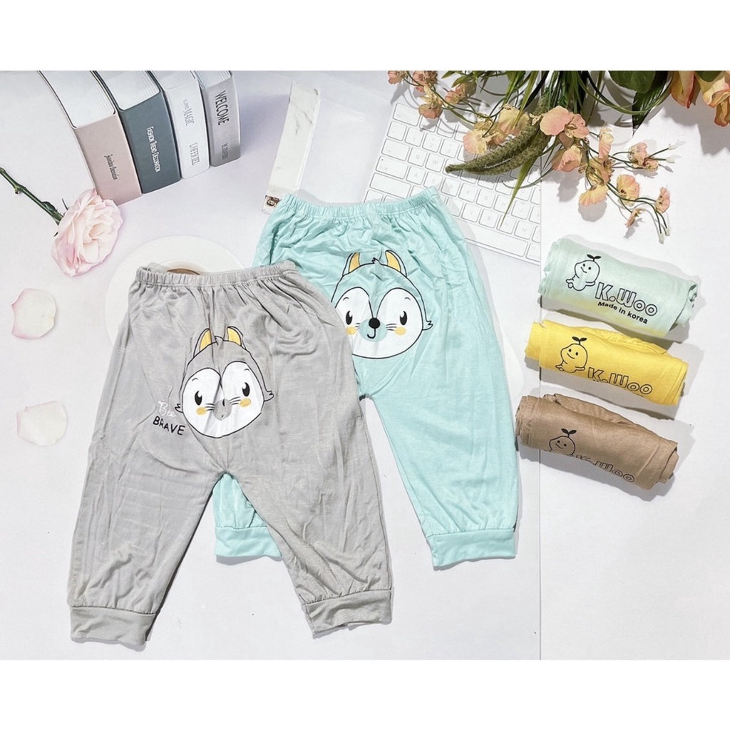 Quần Dài Mông Thú Vải Thun Lạnh Cho Bé Size Từ 5-15kg