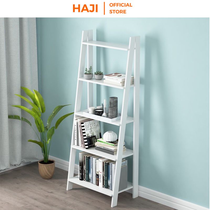 Kệ sách 5 tầng thương hiệu HAJI thiết kế hình thang chắc chắn kiểu dáng hiện đại A114