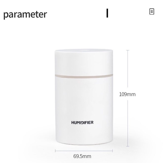 Máy Phun Sương Tạo Độ Ẩm Không Khí USB Mini 300ml Có Đèn Ngủ Tự Động Tắt Mở