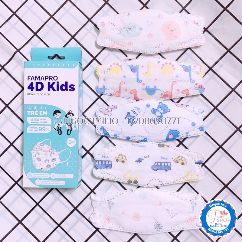 Set 50 cái khẩu trang KF94 trẻ em 4D Fampro Nam Anh - mix đủ màu