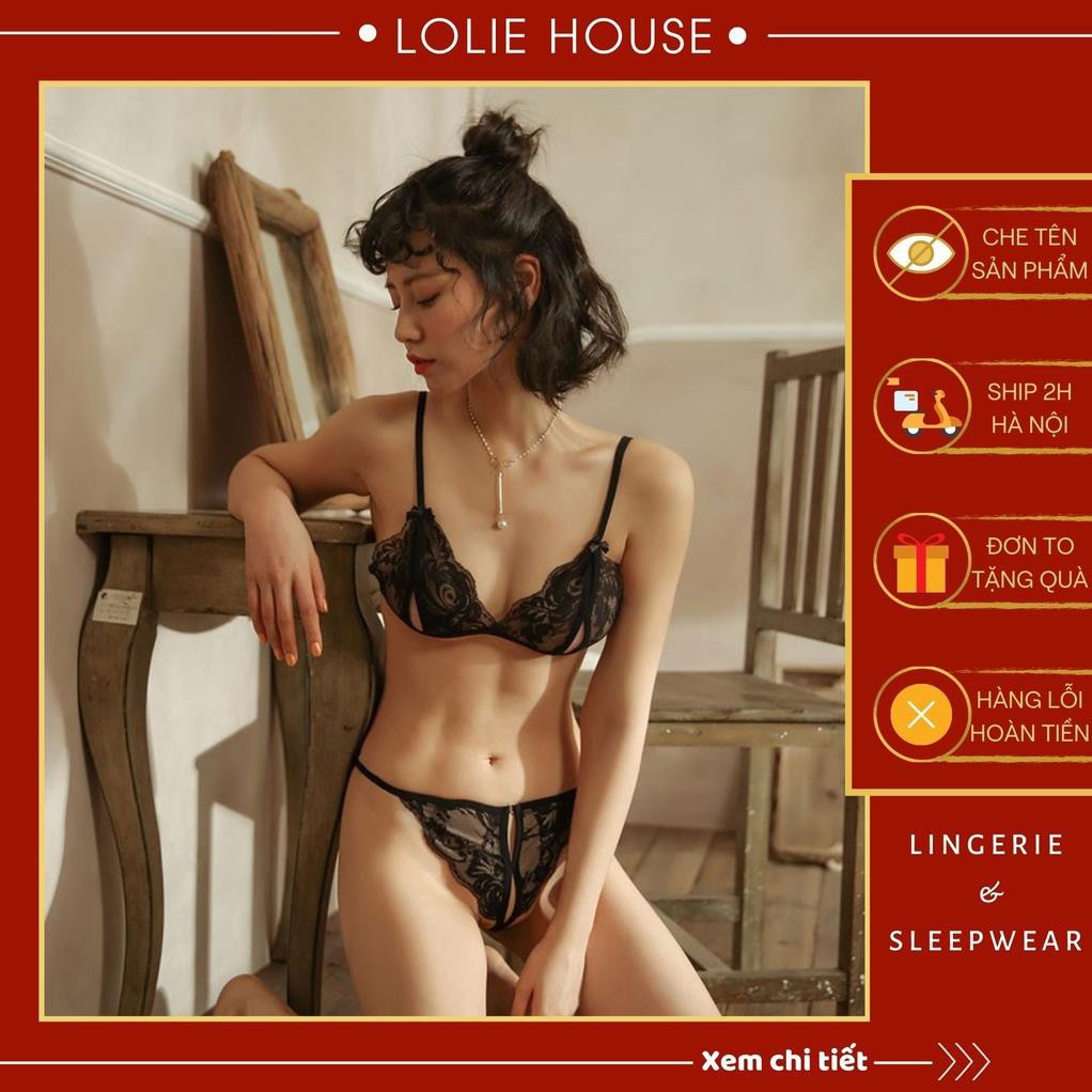 Set Bralette - Bộ Đồ Lót 2 Mảnh Có Quần Lót Lọt Khe Xẻ Đáy LOLIE HOUSE - SS7 😍 '