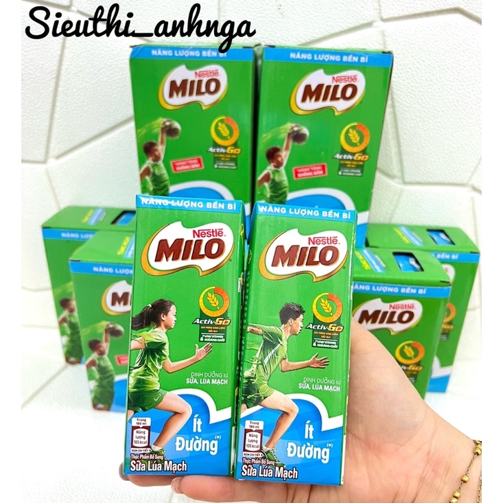 Vỉ 2 Hộp Sữa Thức Uống Lúa Mạch Nestle' Milo Ít Đường 180ml