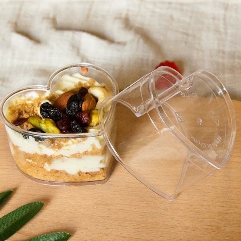 10 cốc mica nhựa hình Tim đựng Mousse, Tiramisu