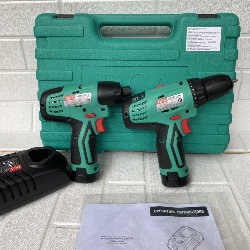 Bộ combo máy khoan và vặn vít dùng pin 12v DCA ADKIT01