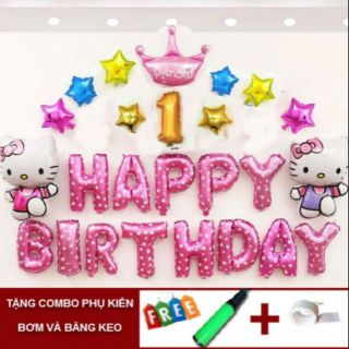 Set bóng trang trí sinh nhật chủ đề mèo kitty ms 01