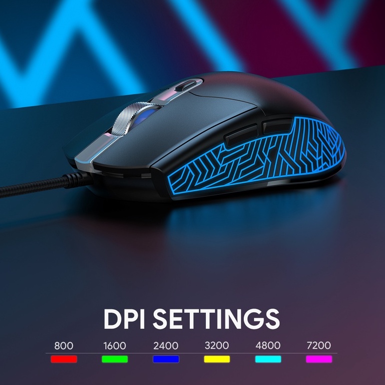 Chuột máy tính dây AUKEY GM-F3 chuột Game Silent-giảm ồn ,6 Nút lập trình, chuột máy tính RGB 7200 DPI Cho PC Laptop
