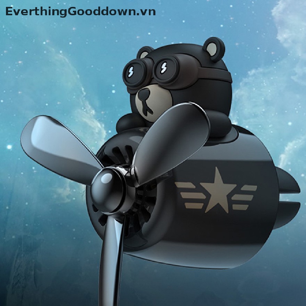 Everthinggood Phụ Kiện Quạt Làm Mát Không Khí Xe Hơi Hình Gấu Phi Công Xoay Được vn