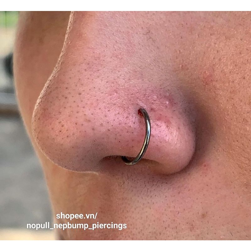 Khuyên tai, mũi, septum, môi,... - Khuyên Mũi Tròn Có Chốt - Mỏng 1mm - Khuyên thép y tế không gỉ