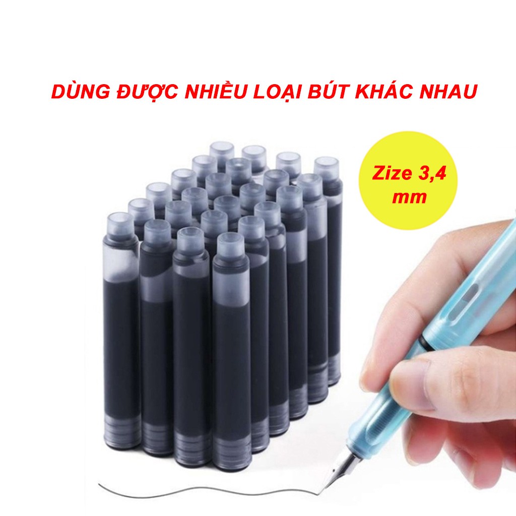 (Set 5) Ống mực bút máy nhiều màu loại lớn, dùng được với nhiều loại bút mực