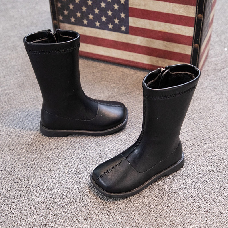 Giày bốt da cổ cao màu trơn chất lượng cao cho bé gái | BigBuy360 - bigbuy360.vn