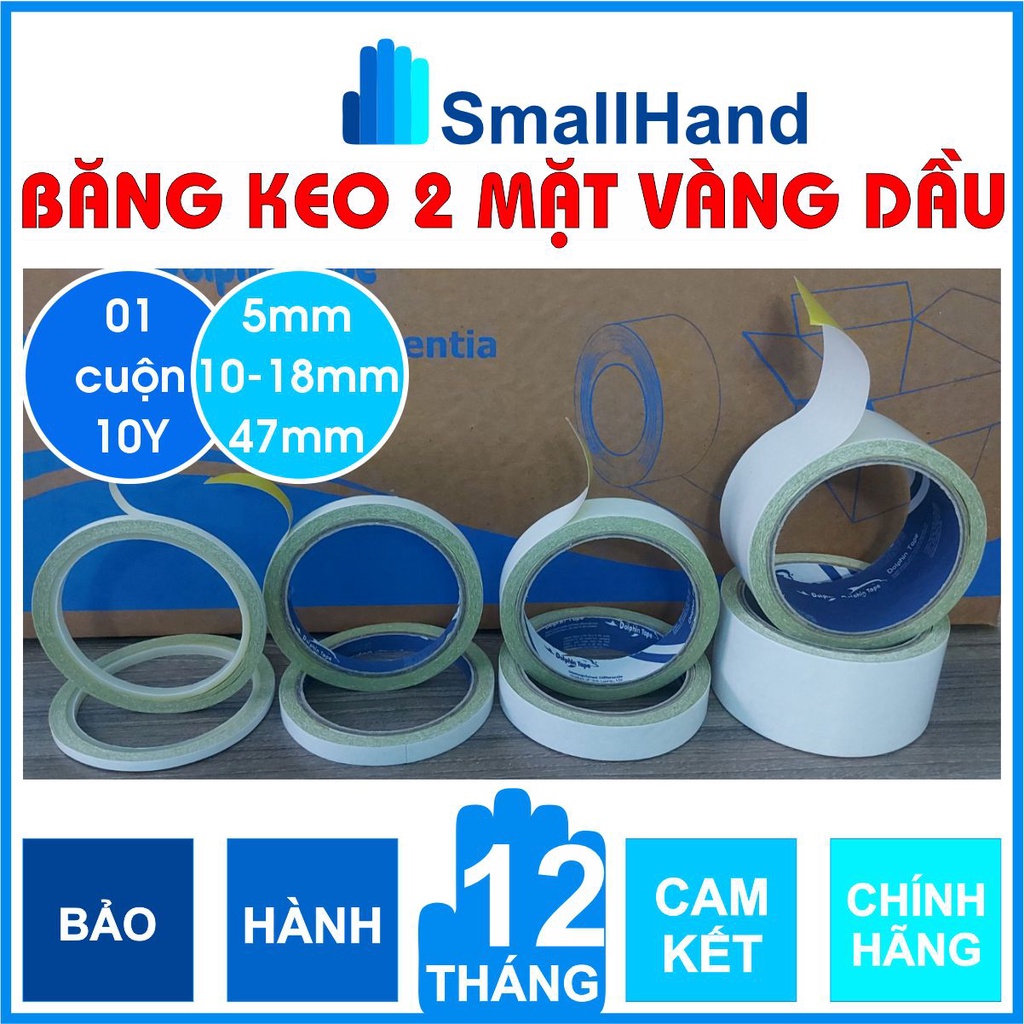 Băng dính 2 mặt vàng dầu – Dùng trong công tác VPP, dán hồ sơ, bao thư, bưu thiếp, hộp..