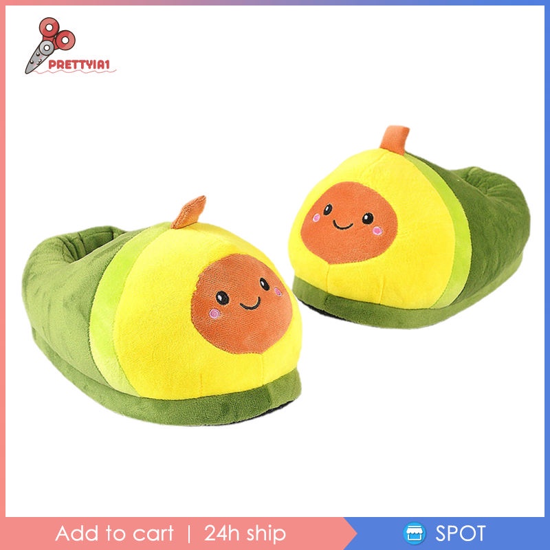 [Prettyia1] Dép Bông Đi Trong Nhà Hình Quả Bơ Giữ Ấm Mùa Đông Cho Nữ