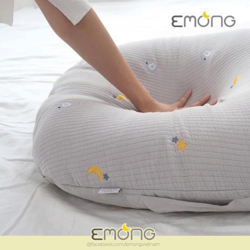 Gối chống trào ngược Emong Hàn Quốc - Vải cotton thêu cao cấp
